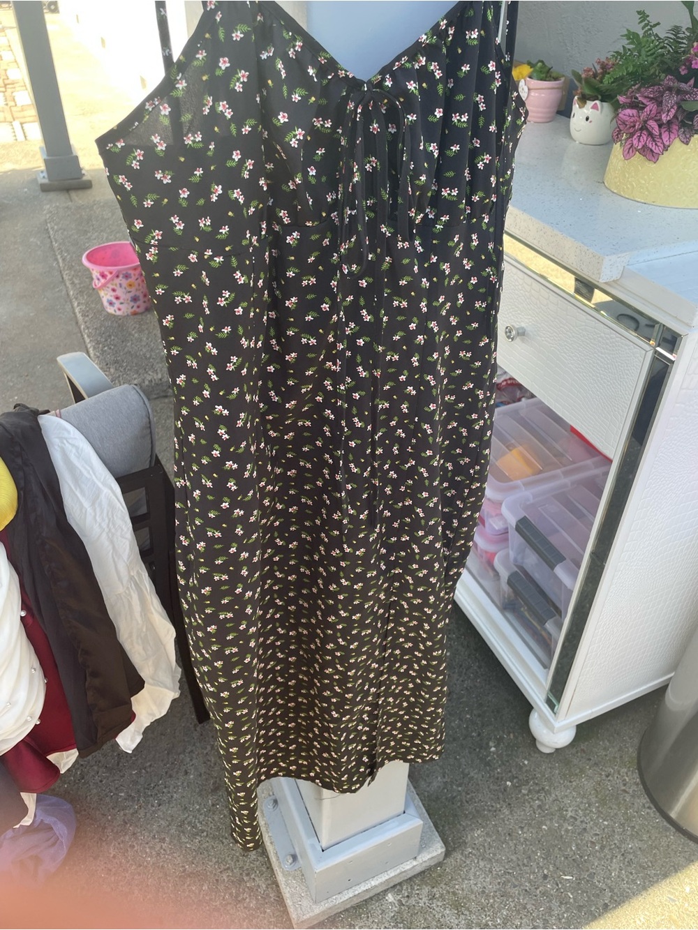 SHEIN Black Floral Slip Dress